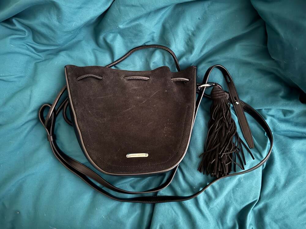 Rebecca Minkoff Black Suede Lulu Crossbody Bag with Tassel